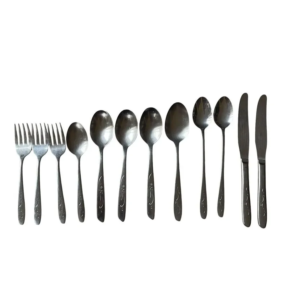 12 pc Silco‎ MARDI GRAS Stainless International Silver MCM Knives Spoons Forks